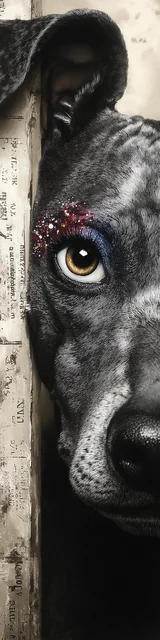 Free dog bookmarks featuring a perked ear black dog